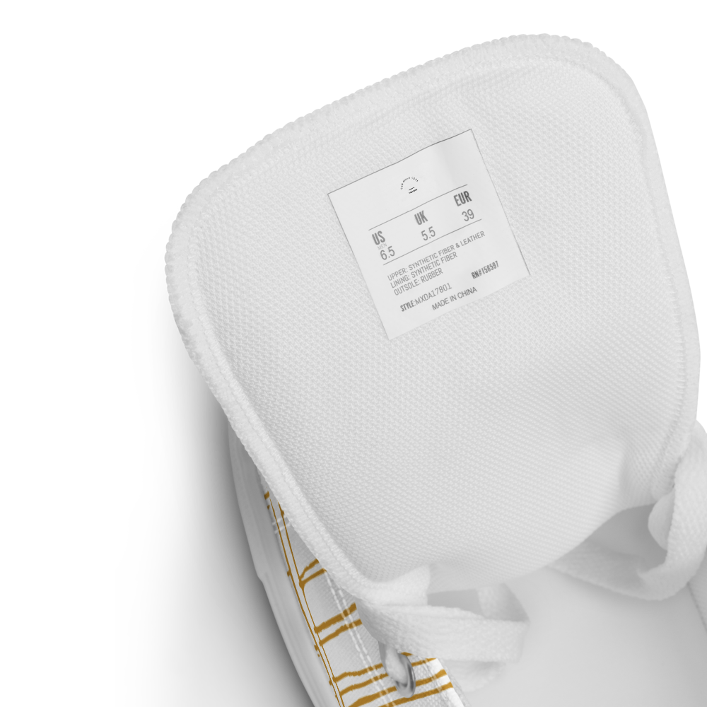 Men’s high top canvas shoes | Last ninja design (Yellow strip) | FunWearCode