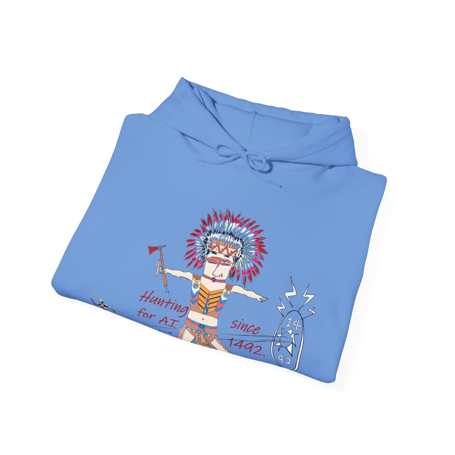 Cozy Pullover – Fun American Native Indian AI Edition Hoodie  | FunWearCode