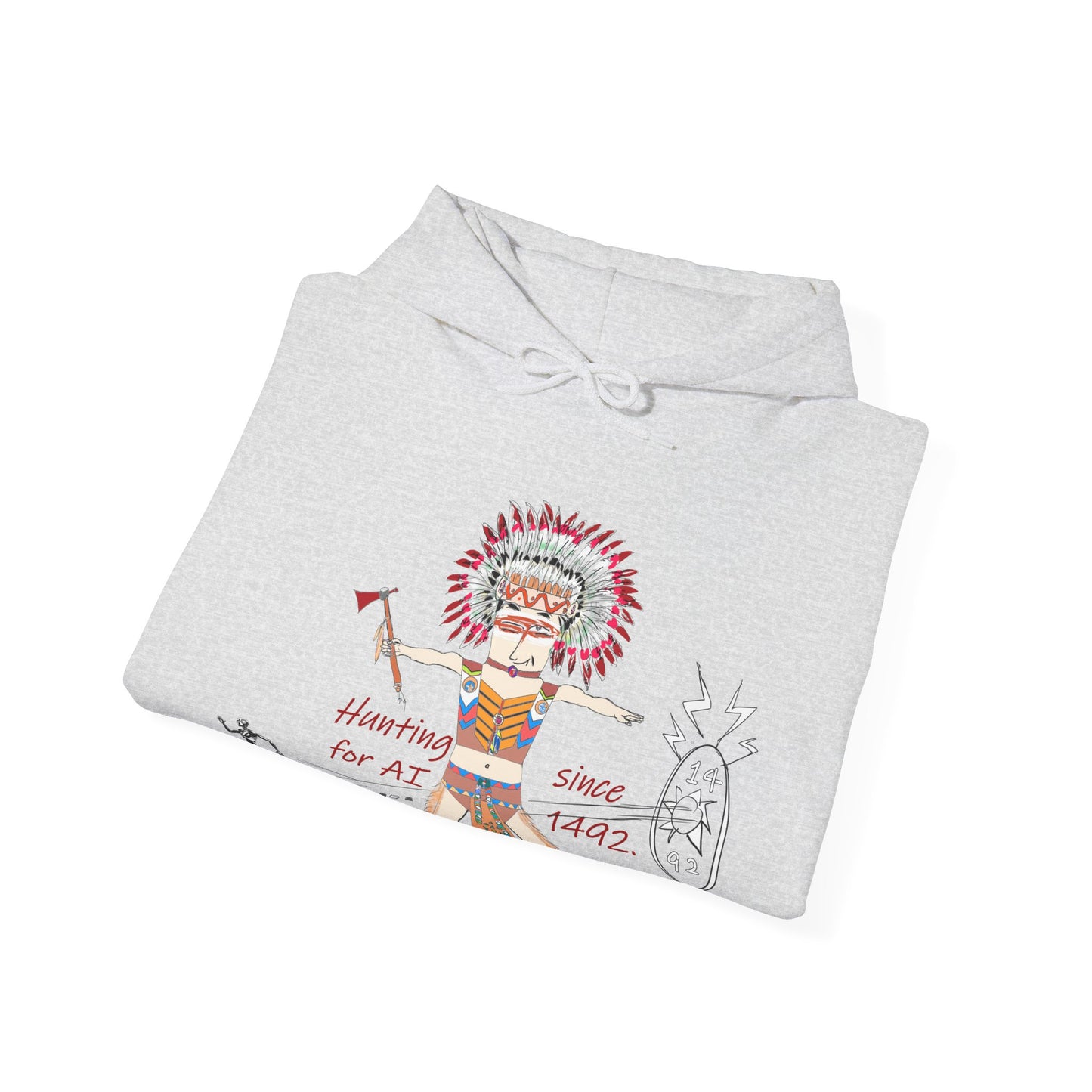 Cozy Pullover – Fun American Native Indian AI Edition Hoodie  | FunWearCode