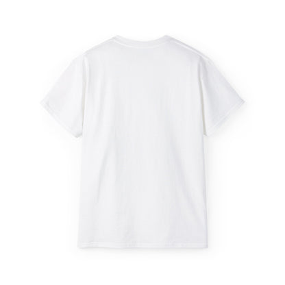 Back view of a white t-shirt on a white background