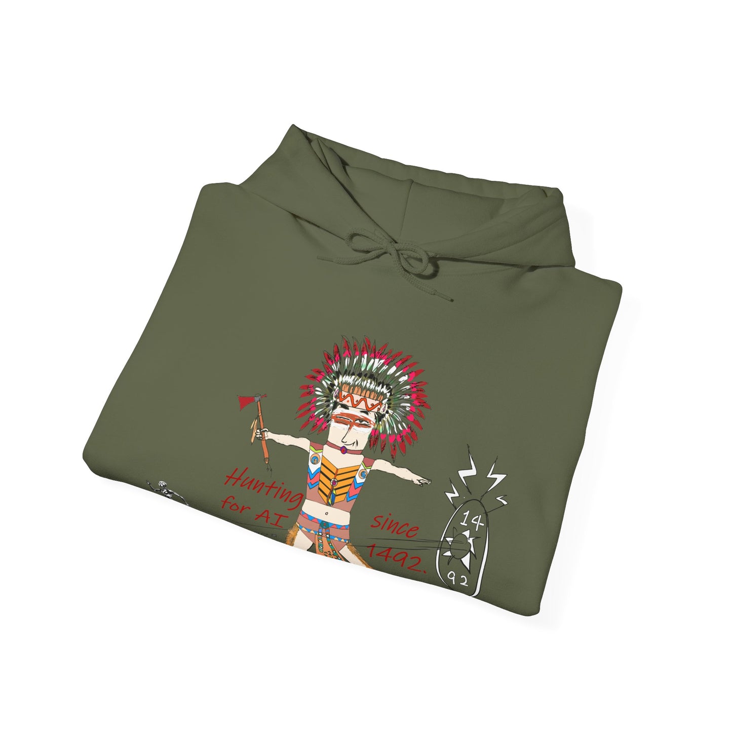 Cozy Pullover – Fun American Native Indian AI Edition Hoodie  | FunWearCode