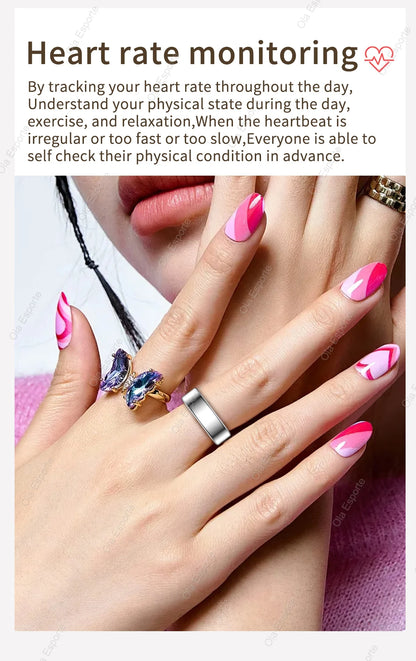 خاتم ذكي مقاوم للماء للجنسين – حارس مراقبة معدل ضربات القلب والضغط الدموي والنوم وتتبع النشاط | اختيار فان وير كود