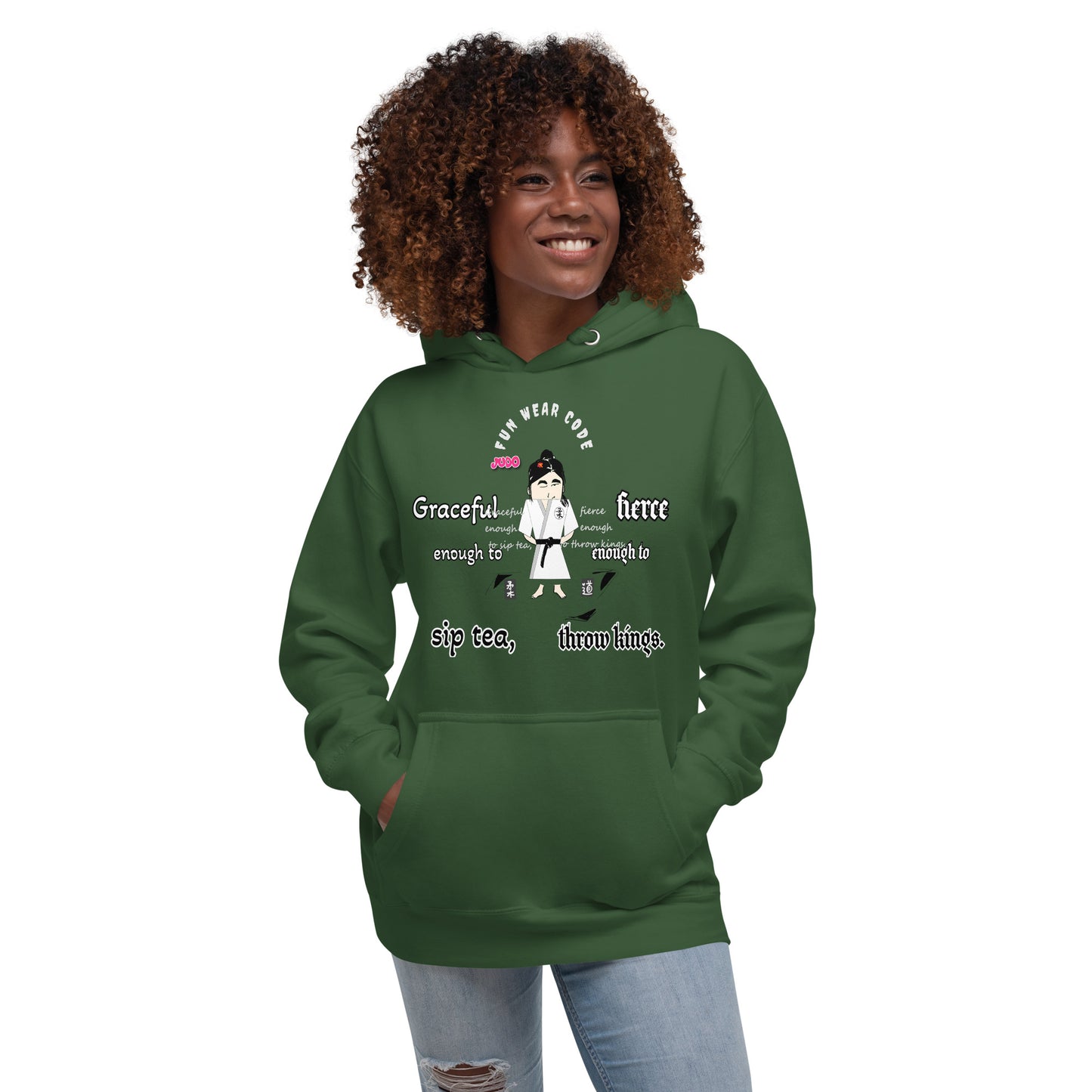 Judo Lady Graphic Cartoon Hoodie – Fun Martial Arts Sweatshirt | FunWearCode