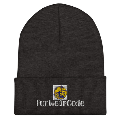 Cuffed Beanie (gray font) – Stylish Winter Knit Hat | FunWearCode