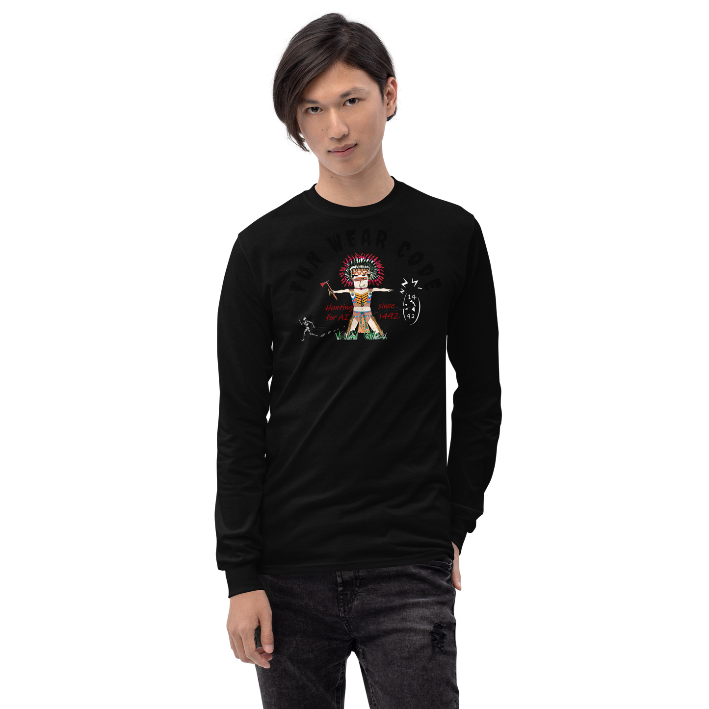 Cozy Long Sleeve Sweatshirt – Special Edition American Indian Graphic Sweatshirt | FunWearCode