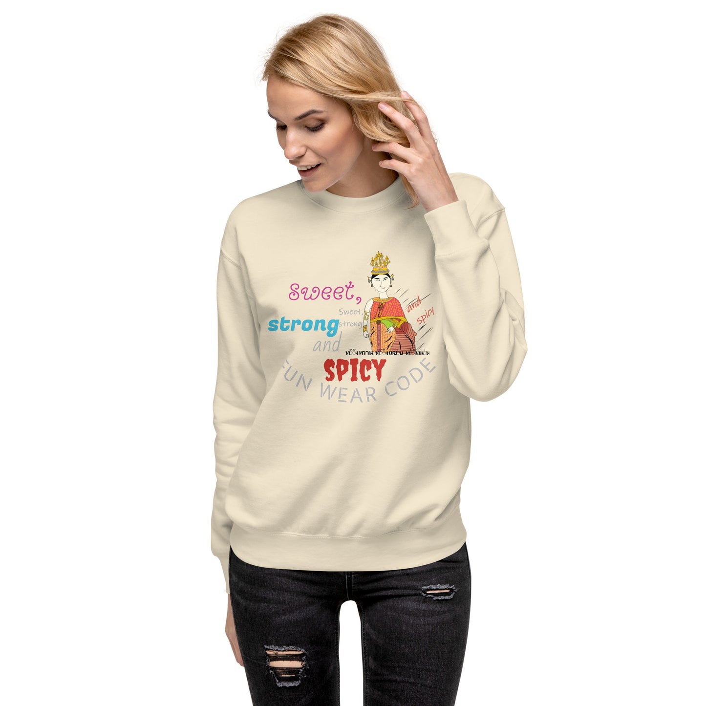 Premium Long Sleeve T-Shirt - Playful Thai Woman Graphic Tee | FunWearCode