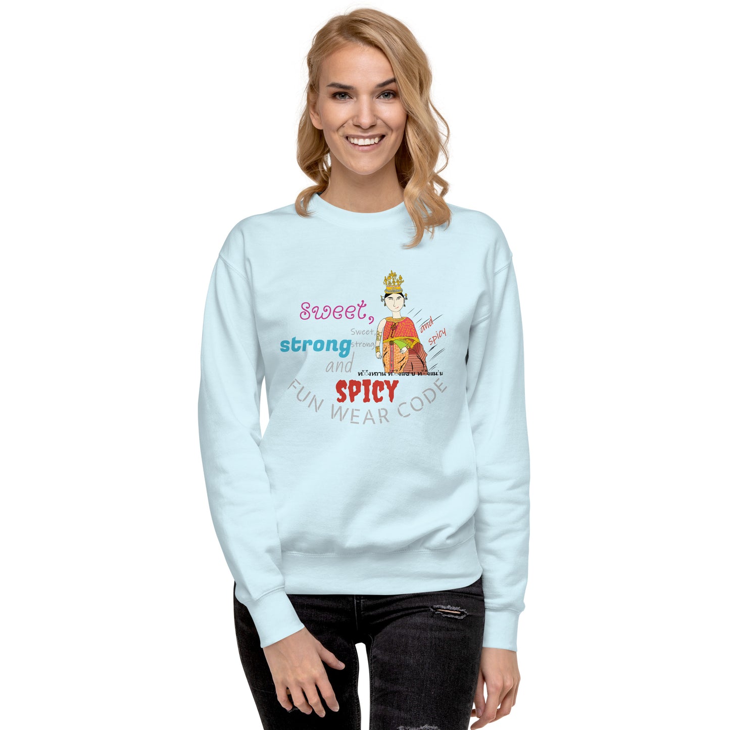 Premium Long Sleeve T-Shirt - Playful Thai Woman Graphic Tee | FunWearCode