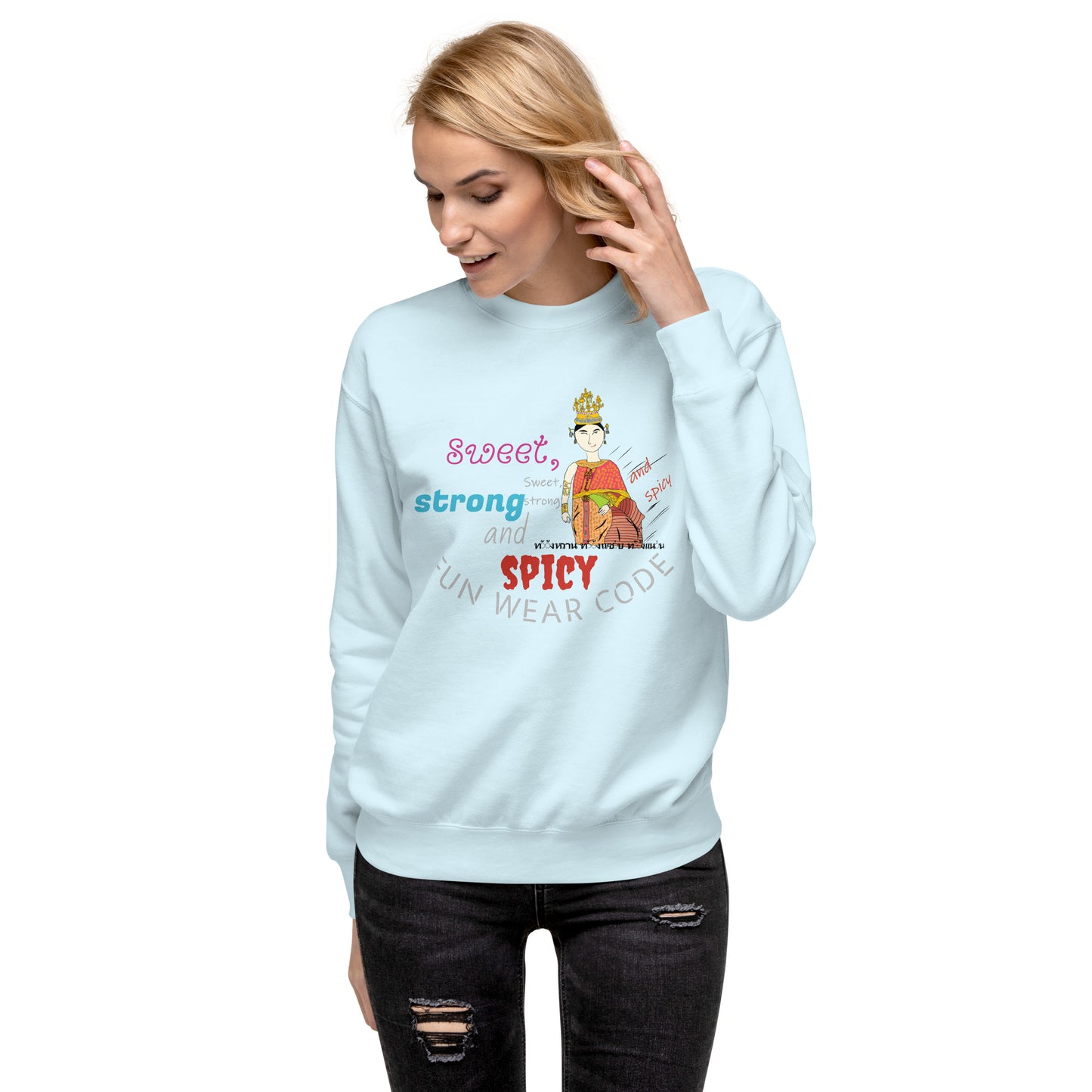 Premium Long Sleeve T-Shirt - Playful Thai Woman Graphic Tee | FunWearCode