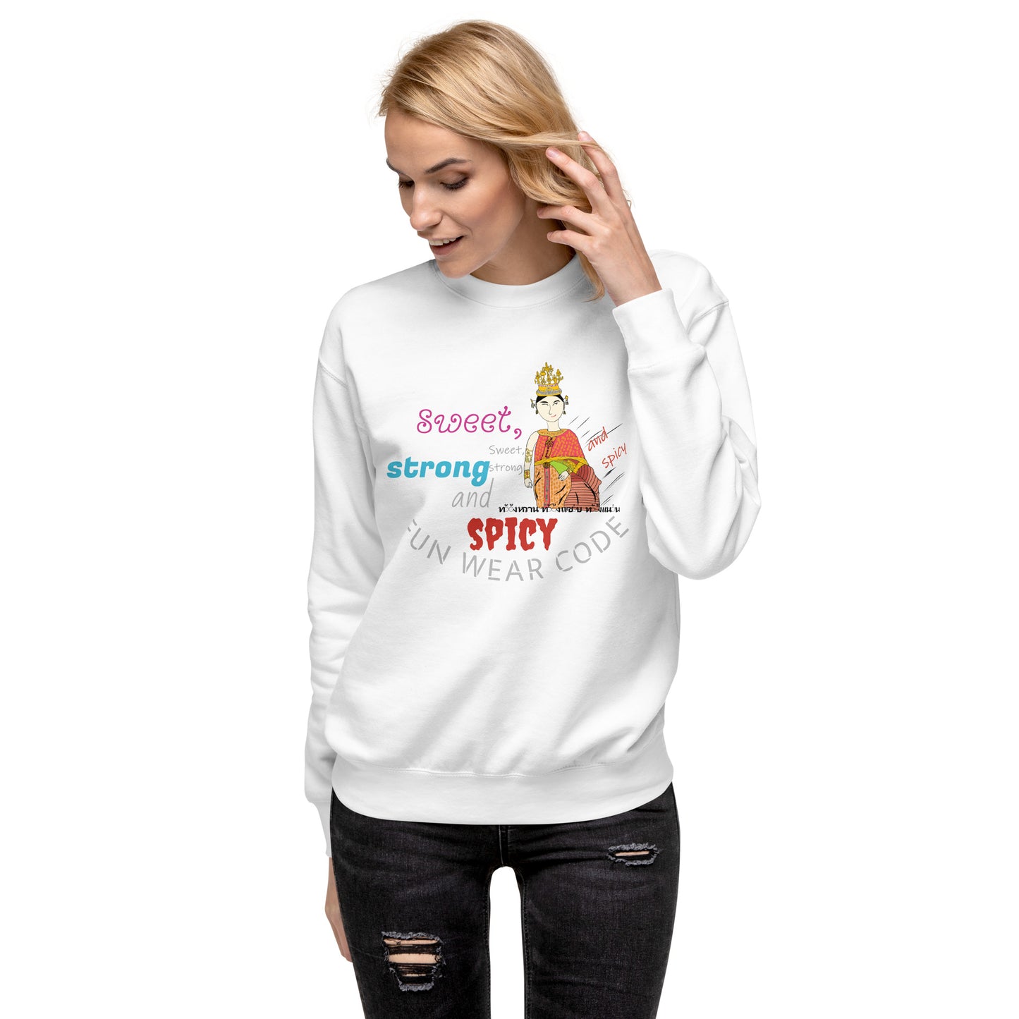 Premium Long Sleeve T-Shirt - Playful Thai Woman Graphic Tee | FunWearCode