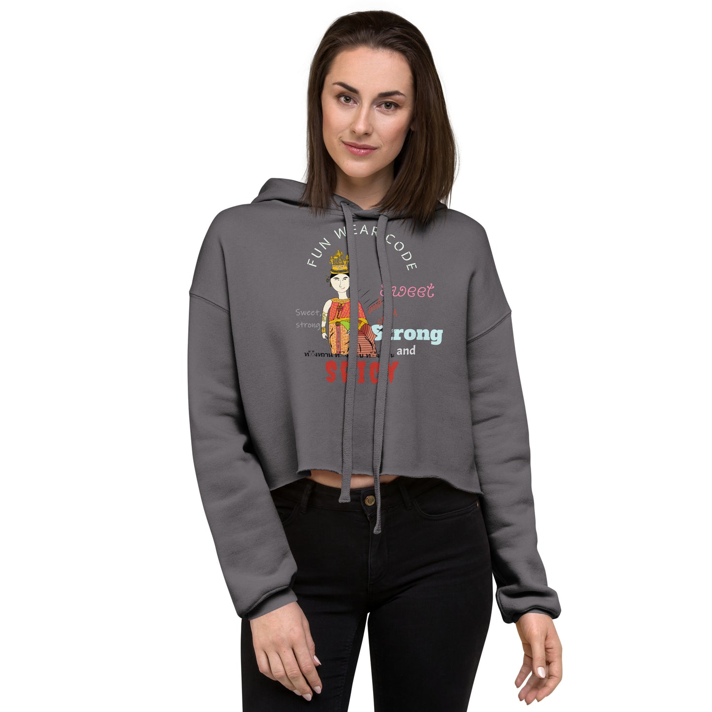 Trendy & Cozy Woman Crop Hoodie – Playful & Bold Thai Iconic Design | FunWearCode